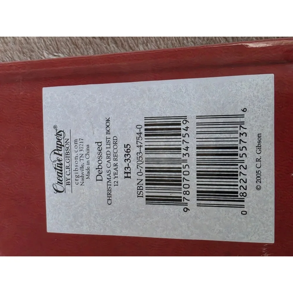 C.R. Gibson Christmas Card List Book 12 Year Record Red Debossed H3-3365 New